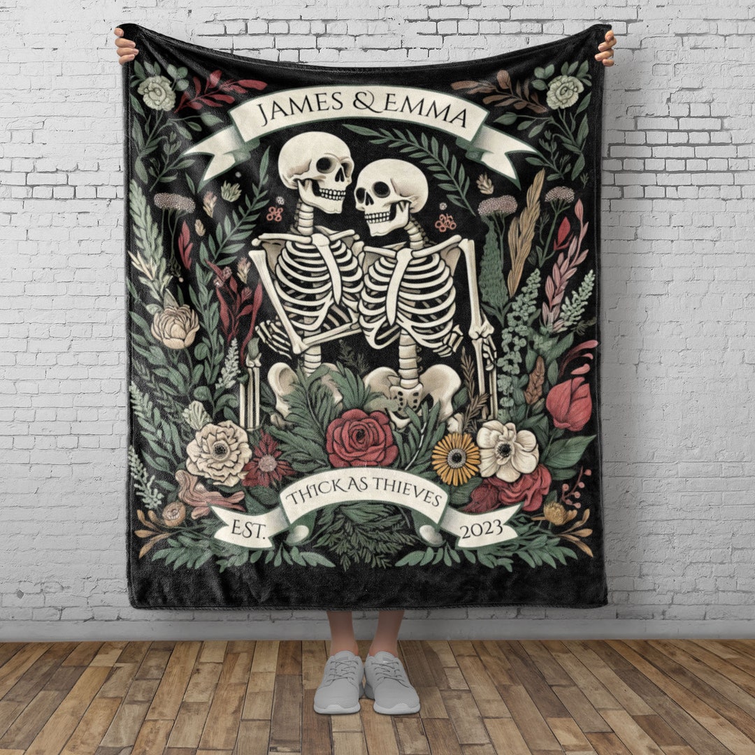 Personalized Skeleton Couple Quilt/Fleece Blanket - Gift Idea For Couple - Till Death Do Us Part
