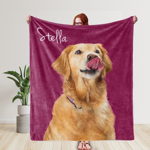 Custom Dog Face Blankets Personalized Pet Photo Blanket Dog Etsy