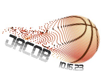 Baloncesto personalizado Bar Mitzvah Logo Boys Deportes personalizados Puntos abstractos Logotipo de fiesta Tema deportivo para Bar Mitzvah fiesta favores, decoración