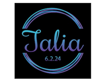 Customized Ombre Circles Monogram Bat Mitzvah Logo Girls Boys Personalized Simple Black Modern Initials Bar party favors invitations decor