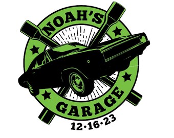 Customized Car Bar Mitzvah Logo Boys Personalized Garage Party Logo Automobile theme Bat Mitzvah Auto party favors, decor