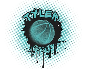 Customized Graffiti Basketball Bar Mitzvah Logo, Boys Personalized Sports Funky Party Logo, Sports theme for Bar Mitzvah party favors, decor