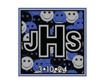 Personalized Smile Bar Mitzvah Logo, Customized Party Logo Simple Modern Abstract Boys theme Star Eyes Smiley Bat Mitzvah party favors decor