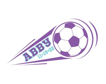 Personalized Soccer Bat Mitzvah Logo Girls Customized Fun Simple Modern Sports theme Sweet 16 party favors Purple Teal invitations decor