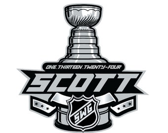 Customized Ice Hockey Trophy Bar Mitzvah Logo, Boys Personalized Sports Party Logo, Sports theme for Bar Mitzvah party favors, decor