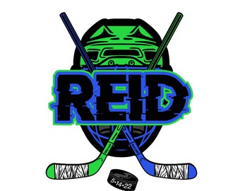 Customized Ice Hockey Bar Mitzvah Logo, Personalized Party Logo, Modern Sports theme for Bar Mitzvah party favors, invitations decor