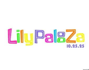 Custom Lollapalooza Bat Mitzvah Logo, Girls Personalized Sweet 16 Neon Concert theme Bar Mitzvah Logo Mitzvah party favors invitations decor