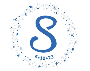 Customized Stars Monogram Bat Mitzvah Logo Girls Personalized Simple Minimalist Modern Celestial theme Bar party favors invitations decor