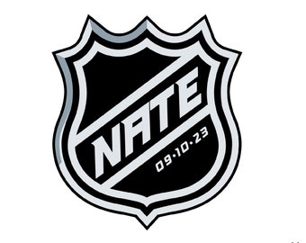 Customized Ice Hockey Bar Mitzvah Logo, Boys Personalized Sports Party Logo, Sports shield theme for Bar Mitzvah party favors, decor