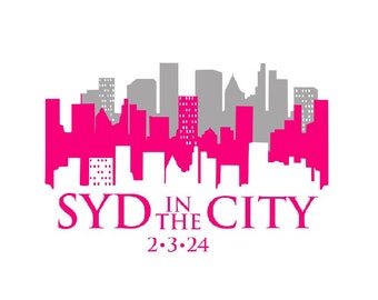 Personalized Sex and the City Bat Mitzvah Logo Girls Customized New York Pink NYC City Skyline theme Sweet 16 party favors invitations decor