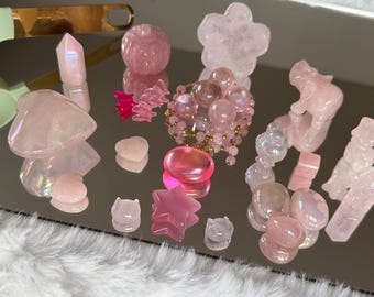Pretty in Pink Crystal Confetti Scoop: Rose Quartz, Aura Quartz & More