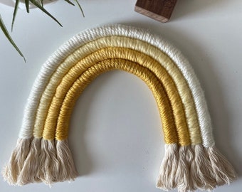 Macrame Rainbow Wall Hanging, Yellow Ombre Wall Hanging, Boho Nursery Decor Girl, Nursery Wall Art, Gender Neutral Nursery, New Baby Gift