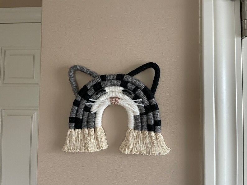 Macrame Rainbow Cat Wall Hanging Large Cat Lover Gift Cat Etsy