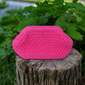 Bolso clutch de ganchillo rosa hecho a mano, Tığ İşi El Yapımı Portföy Çanta, bolso de hilo Macrame, bolso de noche forrado de satén, bolso de pulsera rosa