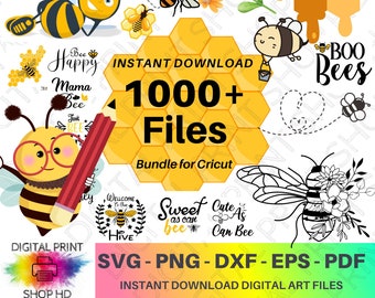 Bienenpaket SVG 1000 Designs, Bienen SVG Bundle, Sonnenblumen SVG, Honigbiene SVG, Bienenkönigin SVG, Bienenstock SVG, Cricut, Silhouette Cut File, SVG Dateien