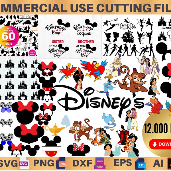 12000+Bundle Svg Png Dxf, Cricut Mickey Minnie SVG, Frozen svg, Winnie svg, Lion King SVG, Toy Story Svg Cricut Printable Clipart Silhouette