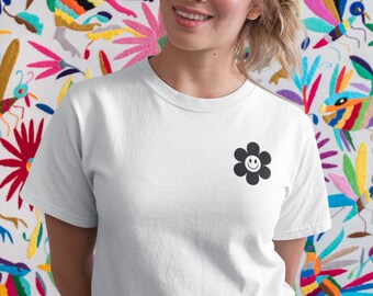 Y2K Flower Smiley Face T-Shirt, Comfort Colors Tee