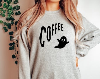Ghost Coffee Sweatshirt: Halloween Horror, Cozy Unisex Fit