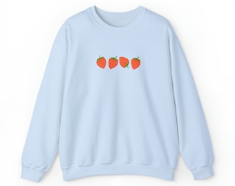 Strawberry Crewneck Sweatshirt, Cottagecore Kawaii Clothes
