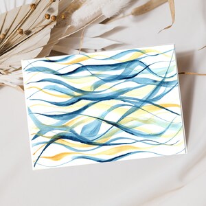 Blank Greeting Card Watercolor Abstract Ribbons Greeting Card Handmade Thank You Card for Gift