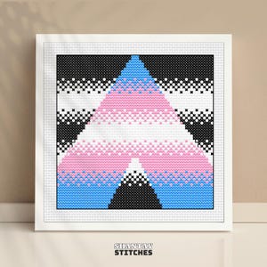 HBTQ+ Ally Trans Korsstygnsmönster | Queer Support Needle Point PDF