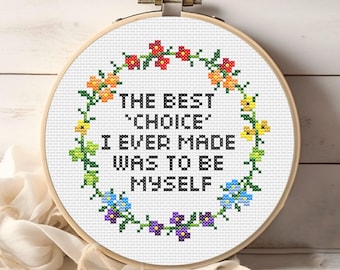 Gay Pride Cross Stitch Pattern | Inspirational LGBTQ+ Quote PDF Pattern