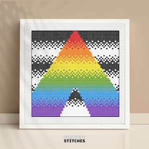 HBTQ+ Ally Rainbow Korsstygnsmönster | Queer Support Needle Point PDF