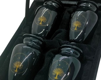 Tree of Life - Black with Golden Tree of Life Keepsakes Set of 4 - Ashes Adult male - Keepsakes for human ashes adult female