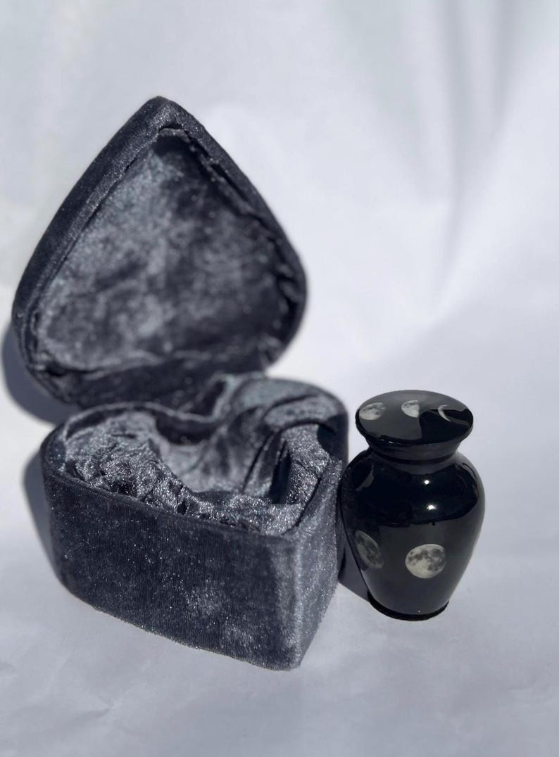 Phases of the Moon mini Keepsake small Urn Black Aluminum Memorial image 15