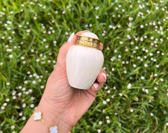 White Mother of Pearl mini urn Solid Brass white Keepsake small Ivory Black Plum