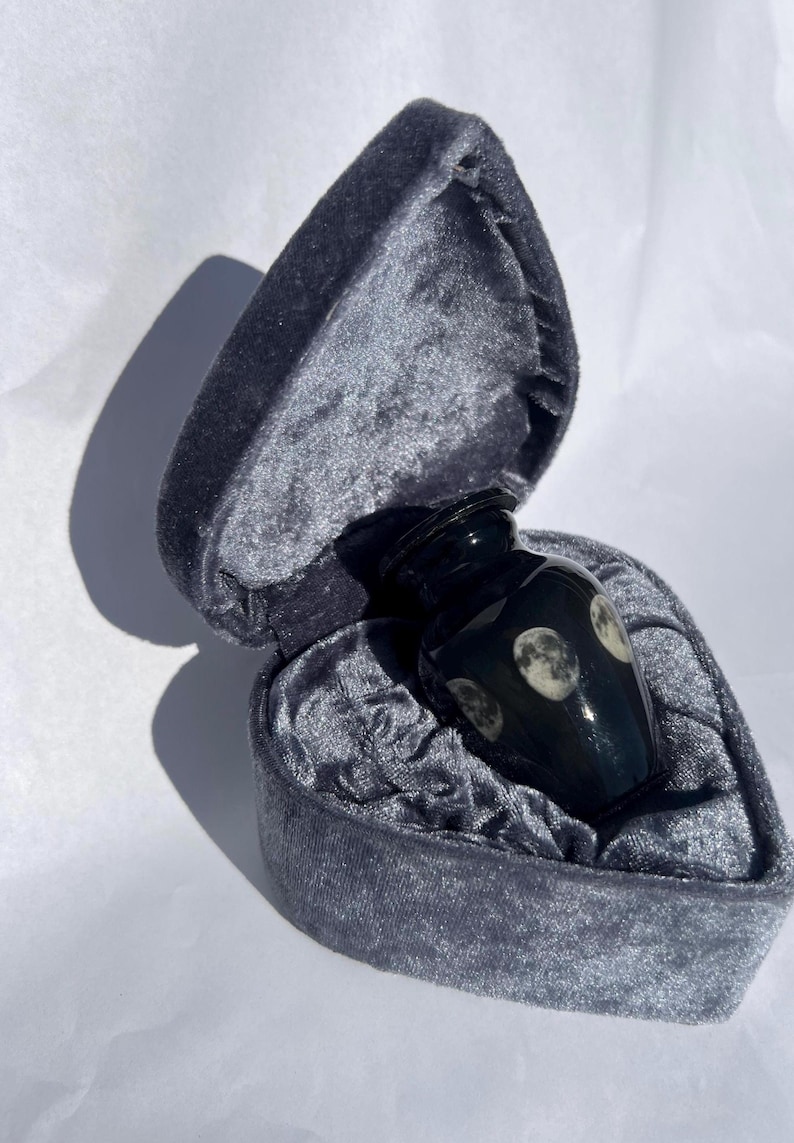 Phases of the Moon mini Keepsake small Urn Black Aluminum Memorial image 9