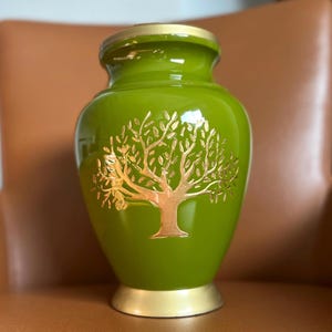 Gold Tree of Life Green/Gray/Black -  Unique design Urn for Ashes Adult male - Urns for human ashes adult male/female -  Etched Tree of Life