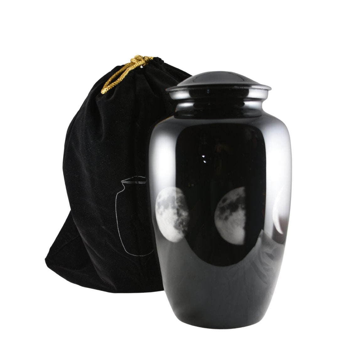 Phases of the Moon Black Urn With Different Phases of the Moon for