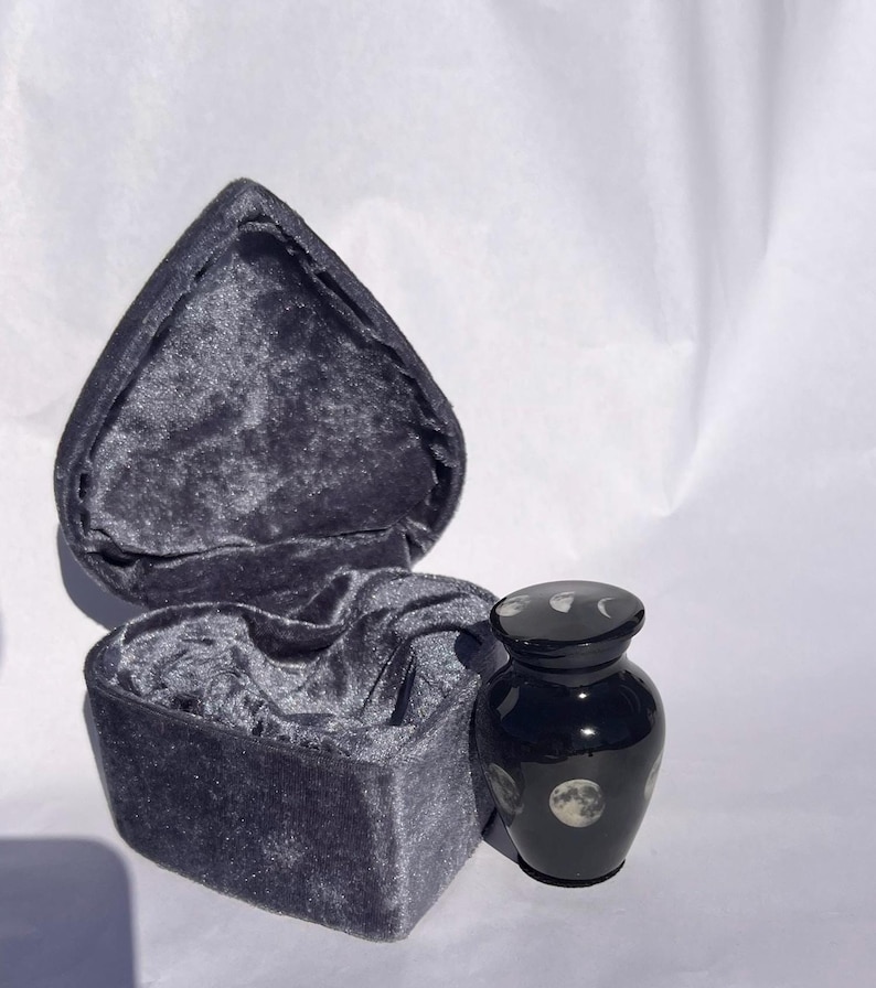 Phases of the Moon mini Keepsake small Urn Black Aluminum Memorial image 8