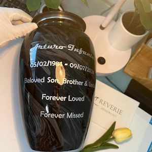Premium Marble Finish Urn for Ashes Adult male - Urns for human ashes adult female - Cremation Urns for Adult Ashes - Black/Gray/Brown/Sand