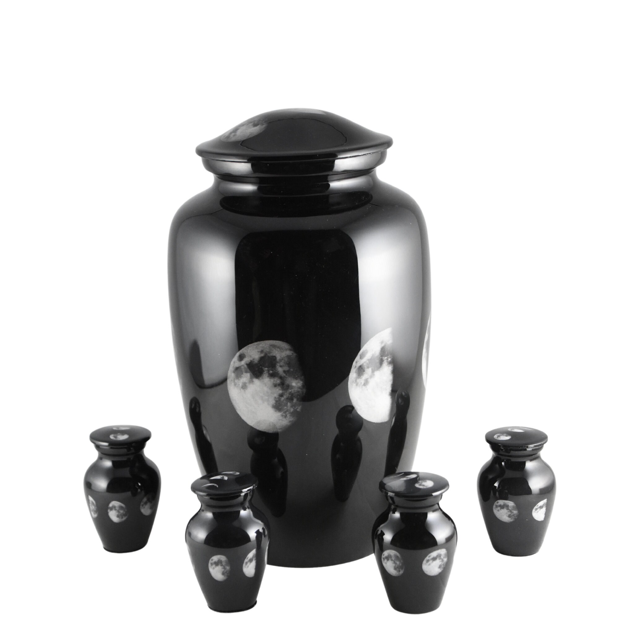 Phases of the Moon Black Urn With Different Phases of the Moon for