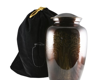Large Hand Embossed Tree of Life Brown/Blue/Green Urn - Urns for human ashes adult female - Urns - Cremation Urns for Adult Ashes - Embossed