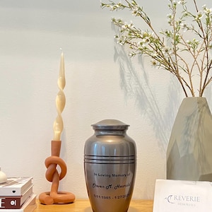 Beautiful Pewter Large Adult Cremation Urn for Human Ashes — With Velvet Bag