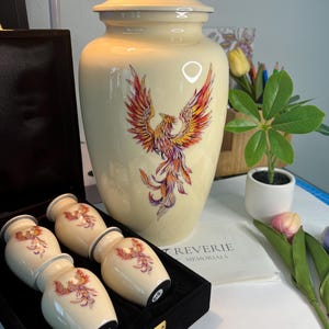 Phoenix - Immortal Bird White Urn for Ashes Adult male - Urns for human ashes adult female -  Cremation Urns - Firebird