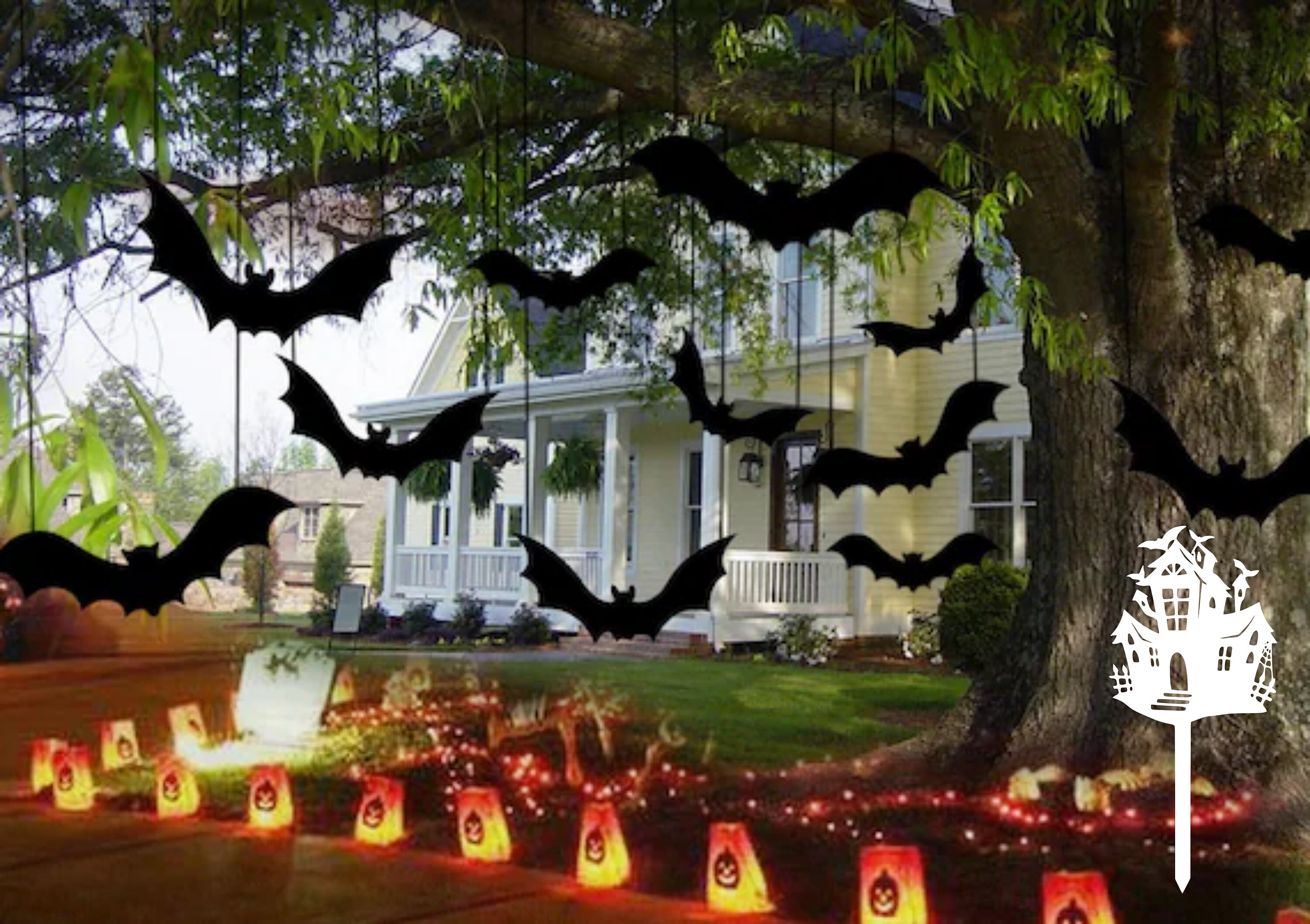 Haunted Mansion Yard Stake: Laser Cut Metal Halloween Decor - Etsy