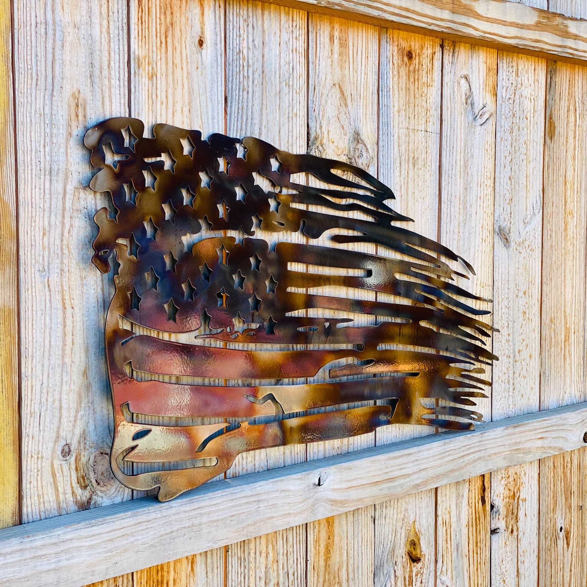 Tattered Metal American Flag Wall Decor: Laser-cut Patriotic Art - Etsy