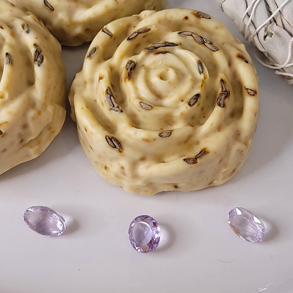 Crystal Soap - Lavender Herb and Amethyst - Gemstones in Soap