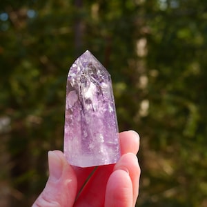 2.4″ Amazing High Quality Chevron Amethyst with Rainbows Polished Point from Brazil 2.1 Oz