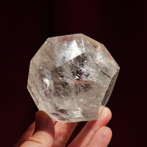 2.4" Clear Quartz Dodecahedron Crystal 1 Lb | Sacred Geometry Platonic Solid, Aether Element