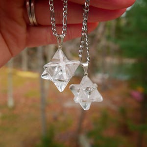 Bergkristal Merkabah-ketting hanger aan 18-inch roestvrijstalen Figaro-ketting