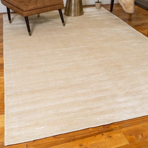 Manning 100% Silk Beige Contemporary Rug for Home Office - Durable Carpet, Vintage Rug for Living Room, 6x9 Feet