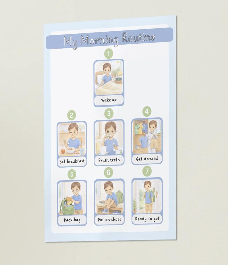 Morning Routine Visual Schedule for Kids | Printable Daily Routine ...