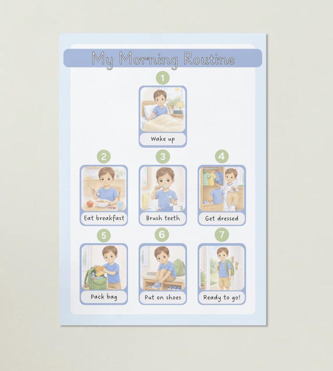 Daily Routine Sen Template Morning Routine Visual Schedule for Kids | Printable Daily Routine ...