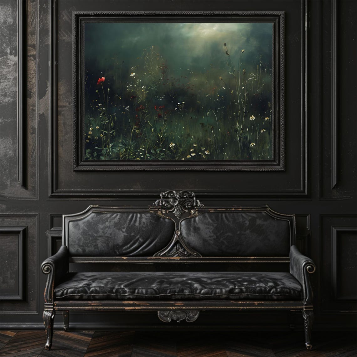 Vintage Dark Floral Art Print, Moody Botanical Painting, Farmhouse Wall ...