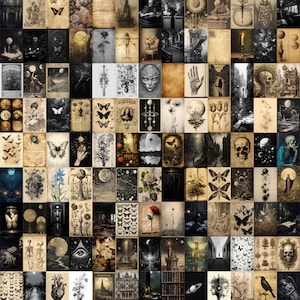 Dark Academia Ästhetische Wanddekoration - 160 Stück - Vintage Poster Wandcollage - 4 "x6" Drucke - Digital Download